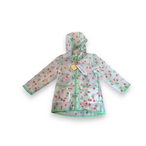 NWT Cat and Jack Transparent Green Cherry Rain Coat Jacket Toddler Girls Size 2T